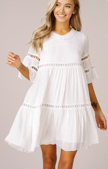 Women's White Baby Doll Frock<BR>Now in Stock