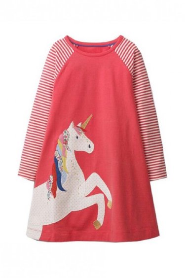 Girls Patchwork Unicorn Applique Dress<br>5 & 6 Years ONLY
