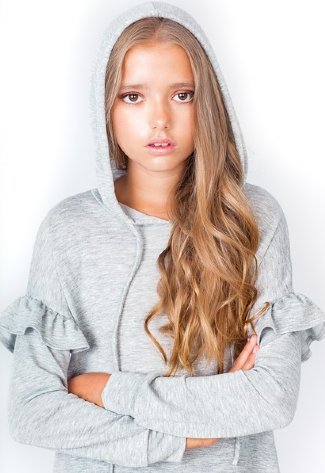 Girls French Terry Ruffle Tunic Hoodie<br>5/6 & 10 Years ONLY