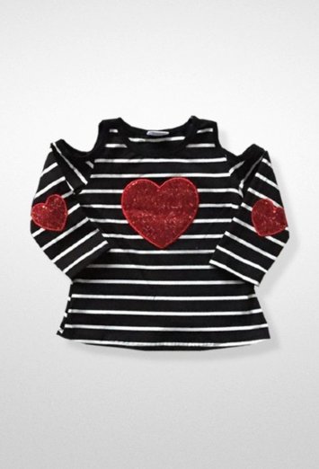 Girls Cold Shoulder Heart Top<br>2 to 4 Years<BR>Now in Stock