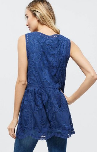 Women's Embroidered Lace Tunic Blue<BR>Now in Stock