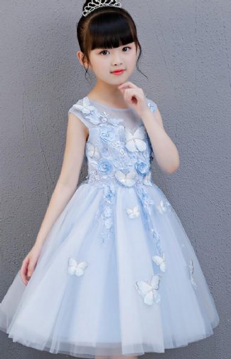 Girls Blue Butterfly Dress Preorder<br>12 Months to 14 years