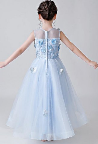 Girls Blue Butterfly High Low Gown Preorder<br>4 to 14 Years
