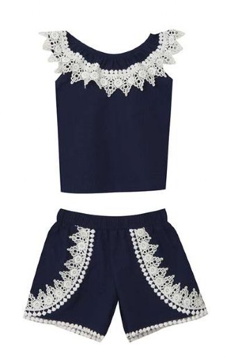 Girls Lace Navy Short Set Preorder<br>4 to 6 years