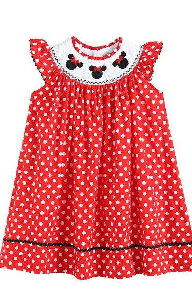 Girls Smocked Minnie Mouse Dress<br>12 Months to 6 Years<BR>Now in Stock