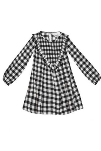 Girls Ruffle Check Dress<BR>4 to 6X<br>In Stock