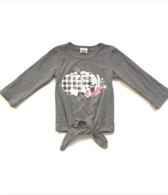 Girls Fall Pumpkin Tie Top<br>3 to 5 Years  <br>Now In Stock