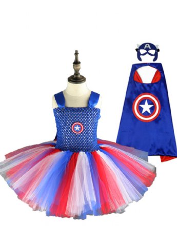 Girls Captain America Tutu Costume Set <br>Sizes 2/3 & 6/7 In Stock!