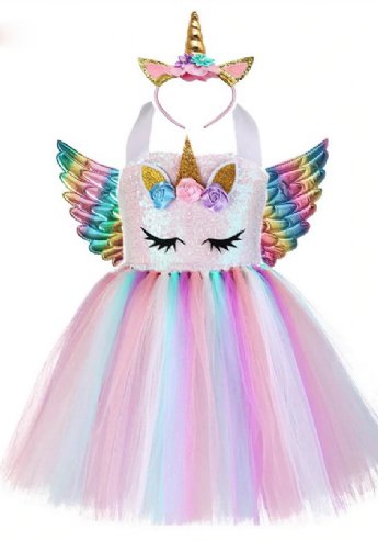 Sequin Unicorn Dress Set Rainbow Preorder<br>2 to 8 years<br>Size 8 Years in Stock