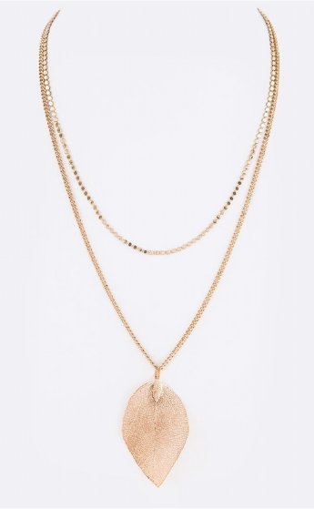Gold Leaf Layer Necklace Preorder <BR>