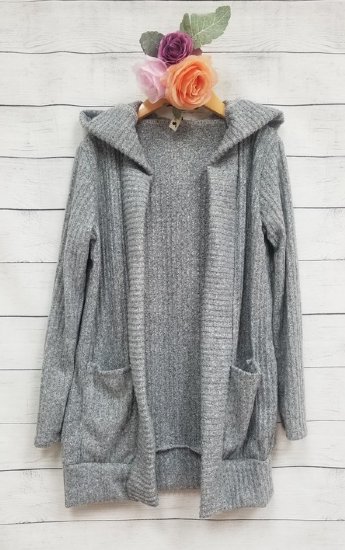 Girls Ribbed Pocket Hoodie Cardigan In Stock<br>6 to 14 Years