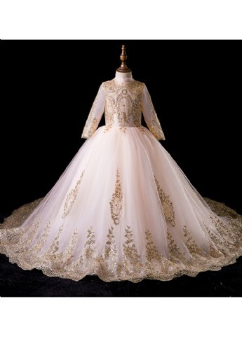 Girls Long Sleeve Royal Gala Gown Preorder<br>12 Months to 7 Years