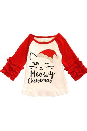 Meowy Christmas Kitty Tee In Stock<br>2 to 7 Years