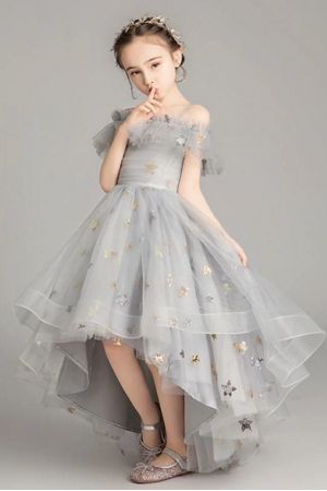 Starry Night Princess High Low Gown Silver Preorder<br>2 to 14 Years<br> Size 8 in stock