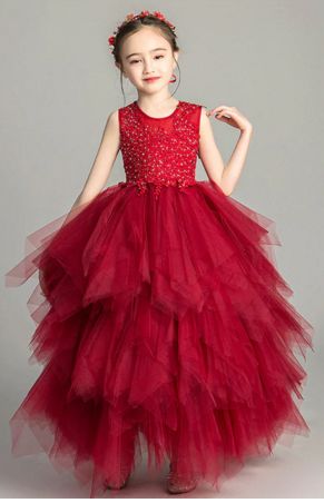Holiday Red Princess Gown Preorder<br>2 to 14 Years<br>Size 8, 10, and 14 in stock