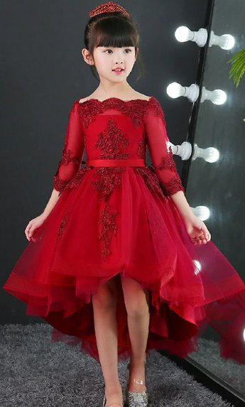 Girls Embroidered Red Rose Dress Preorder<br>2 to 14 Years
