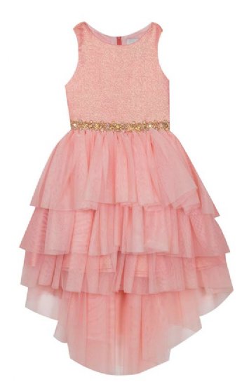 Girls Shimmering Peach Hi Low Dress <br>4 to 6X<br> Now In Stock!