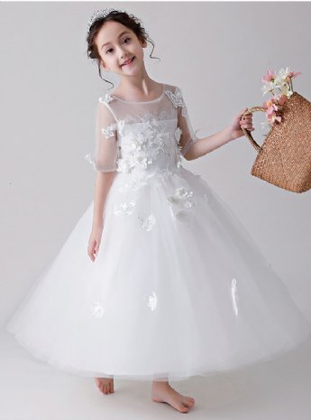 Girls White Butterfly Gown Preorder<br>12 Months to 14 Years