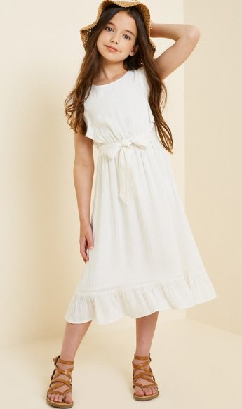 Tween Little White Dress In Stock<br>7 to 14 Years