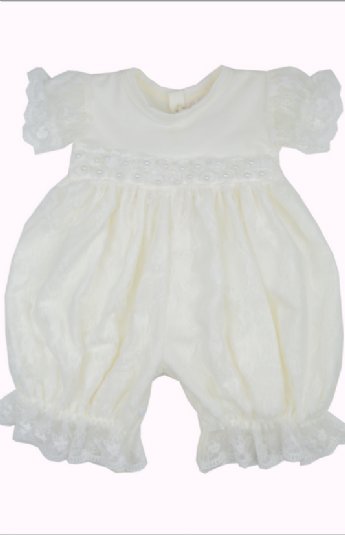 Anna Corinne Heirloom Lace & Pearl Romper Preorder<br>Newborn to 24 Months