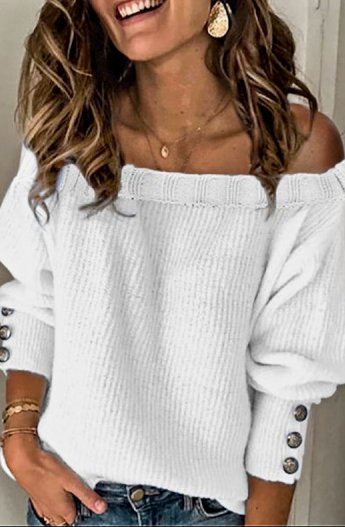 Women's Cute As a Button Off Shoulder Top <br>Small ONLY