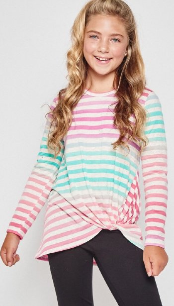 Tween Colorful Stripes Knot Top 5/6 Years ONLY