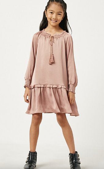 Tween Pink Satin Shift Dress Preorder<br>7 to 14 Years