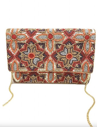 Hand Beaded Fall Floral Clutch