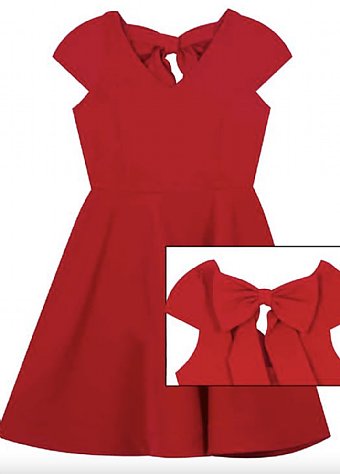 Girls Red Bow Back Dress<br>4 to 6 Years