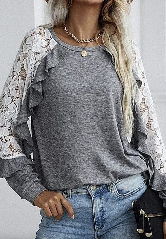 Women's Ruffled Lace Sleeve Top Preorder
