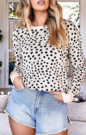 Women's Leopard Print Casual Sweater Preorder