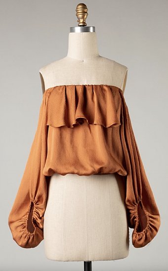 Women's Off Shoulder Ruffled Top<br>Available in 2 Colors