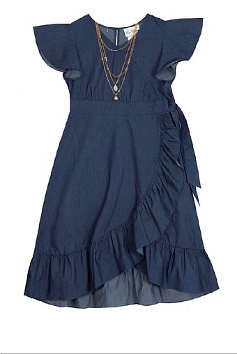 Tween Denim Blue Flutter Dress Preorder<br>7 to 16 Years