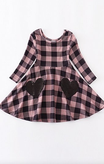 Girls Sequin Hearts Valentine Twirl Dress Preorder<br>2 to 8 Years