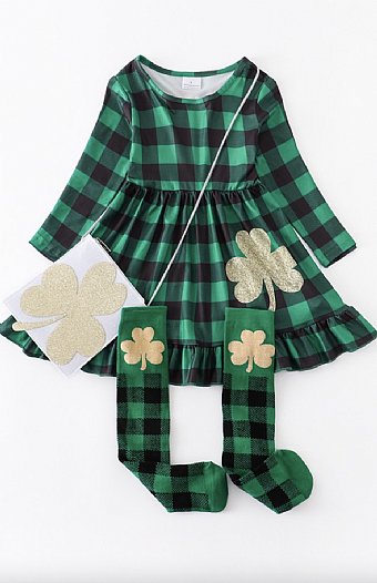 Girls St. Patricks Day Dress Set Preorder<br>2 to 8 Years