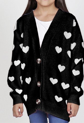 Tween Vintage Washed Heart Cardigan <br>6 to 14 years