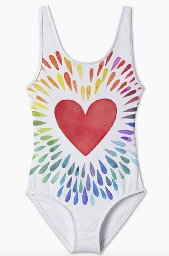 Girls Happy Heart Swimsuit<br>4 to 14 Years