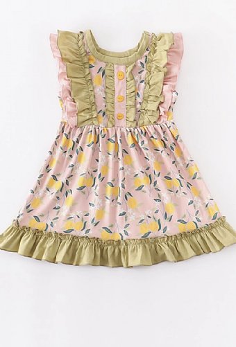 Girls Pink Lemonade Dress<br>12 Months to 7 Years