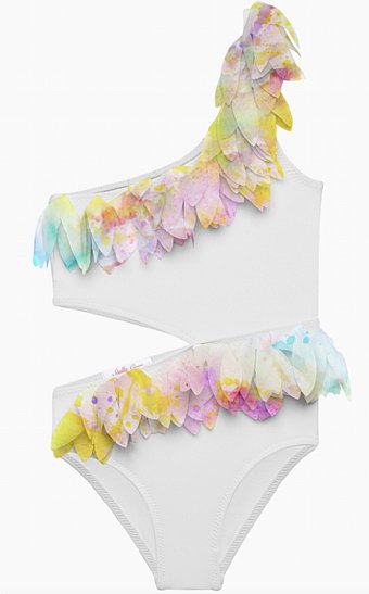 Girls Citrus Petals Cutout Swimsuit<br>2 to 14 Years