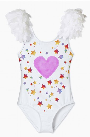 Heart to Star Swimsuit with Petal Shoulders<br>2 to 14 Years