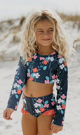Girls Two Piece Rash Guard Swimsuit<br>18 Months to 14 Years