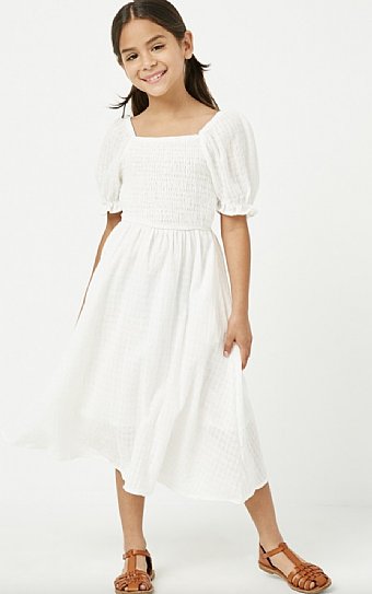 Tween Smocked White Peasant Dress Preorder