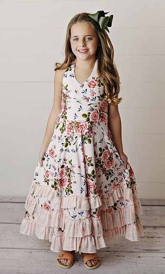 Pink Rose Ruffles Frock In stock<br>3 to 12 Years