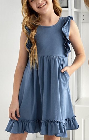 Girls Criss Cross Back Pocket Dress Preorder<br>4 to 12 Years