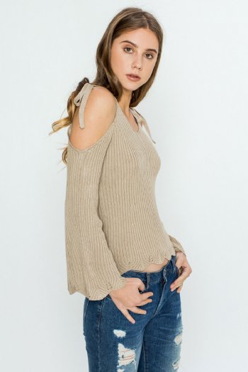 Women's Cold Shoulder Sweater Top<BR>Now in Stock