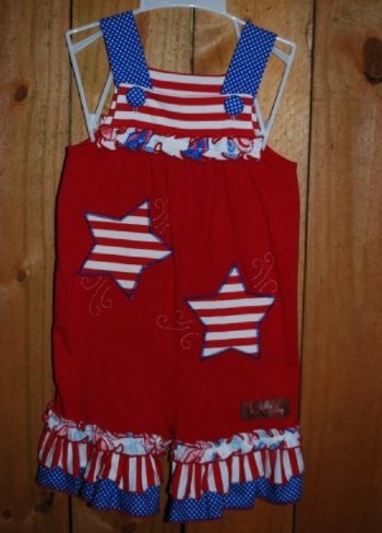 Stars 'n Stripes Applique Romper<BR>3 Months to 4T<BR>Now in Sock