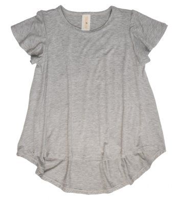 Heather Grey High Low Tee w/ Butterfly Sleeves<BR>7 to 14 Years<BR>Now in Stock