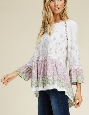 Women's Challis Floral Print Tunic Top<BR>Now in Stock