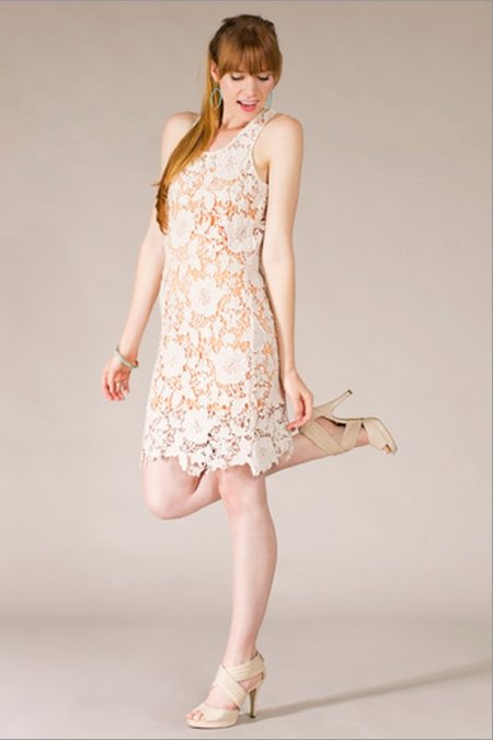 Women's Peaches & Cream Lace Dress<BR>Now in Stock