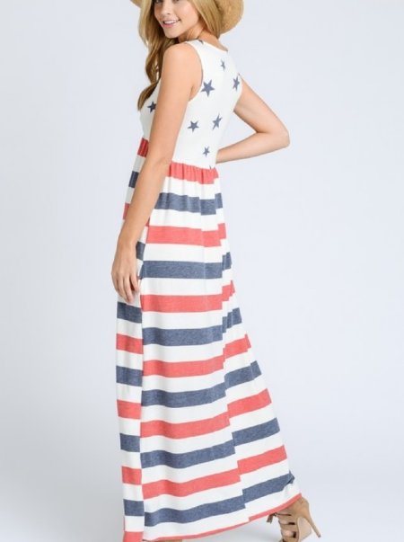 Women's Stars and Stripes Maxi Dress Now in Stock